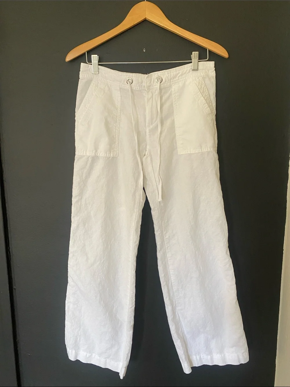 Banana Republic Martin Fit Size 6P White Linen Utility Pants